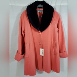 HOBIE CASUAL Pink Wool Coat with Lining
